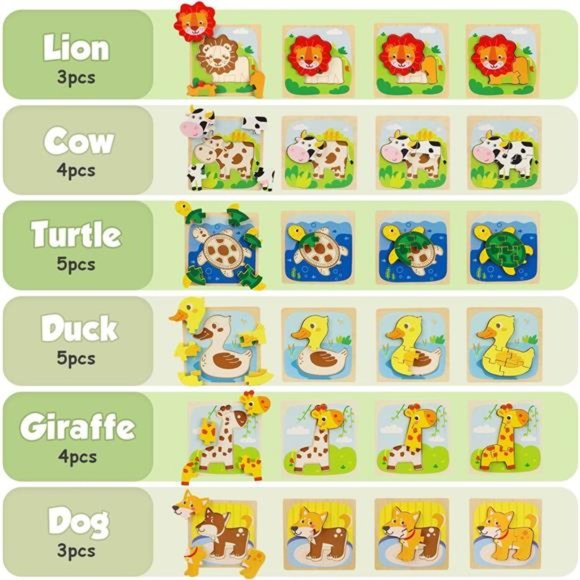 Wooden Puzzles for Toddlers 1-3, Puzzle for Kid, Baby Puzzle, Montessori Toys - Picture 4 of 6